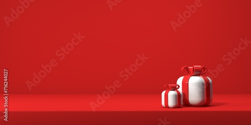 Gift boxes with ribbons - 3D render illustration