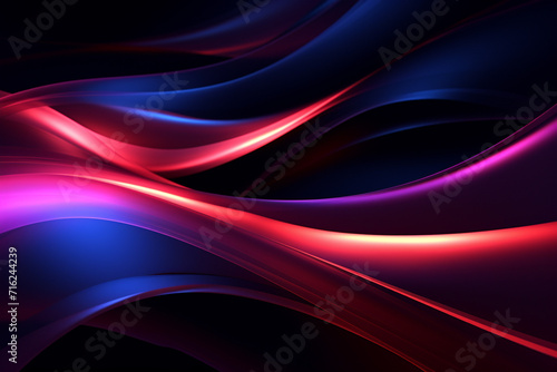 Dark abstract neon wave background created with Generative AI