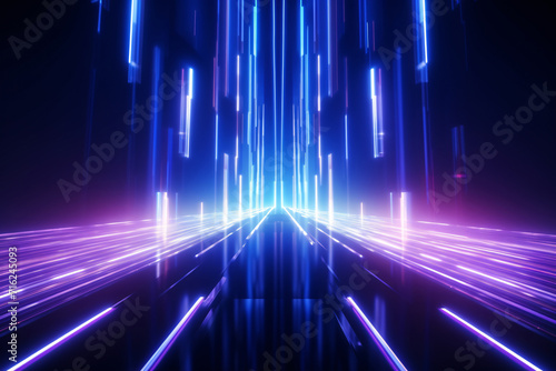 Abstract Technology Futuristic Neon Lines on Dark Background