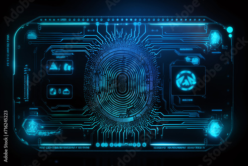 Fingerprint Scan on Futuristic Circuit Board