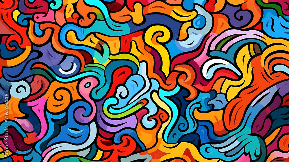Funny doodle seamless pattern, artistic background Funny doodle seamless pattern, artistic background
