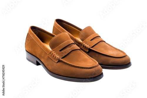 Suede Brown Loafers Isolated On Transparent Background