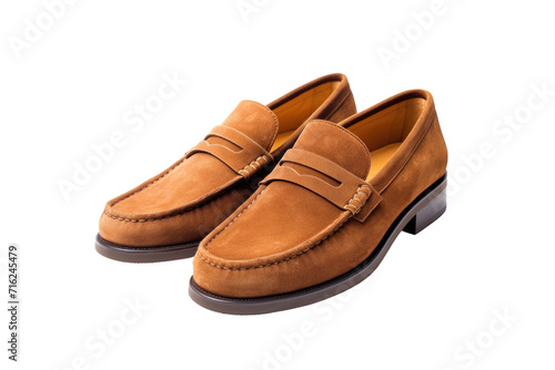 Brown Color Loafers Isolated On Transparent Background