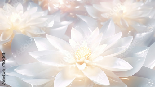 神々しい光を放つ白い花の背景 photo