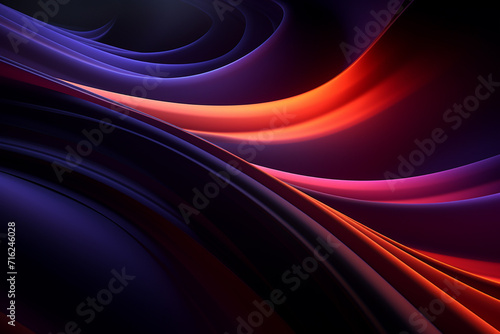 Dark abstract neon wave background created with Generative AI