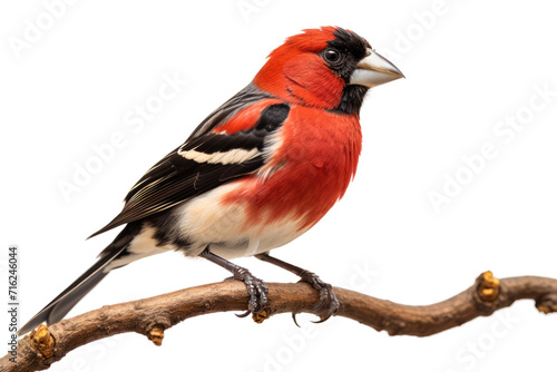 Grosbeak Perched on a Branch Isolated On Transparent Background