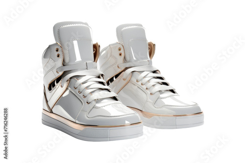 High Top Shining Sneaker Isolated On Transparent Background