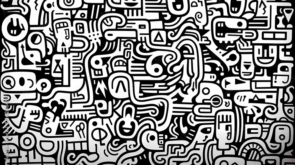 Funny doodle seamless pattern, artistic background