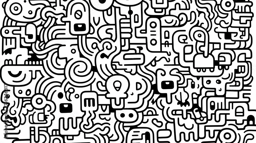 Funny doodle seamless pattern, artistic background Funny doodle seamless pattern, artistic background
