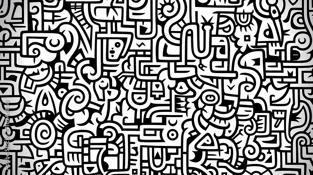 Funny doodle seamless pattern, artistic background Funny doodle seamless pattern, artistic background