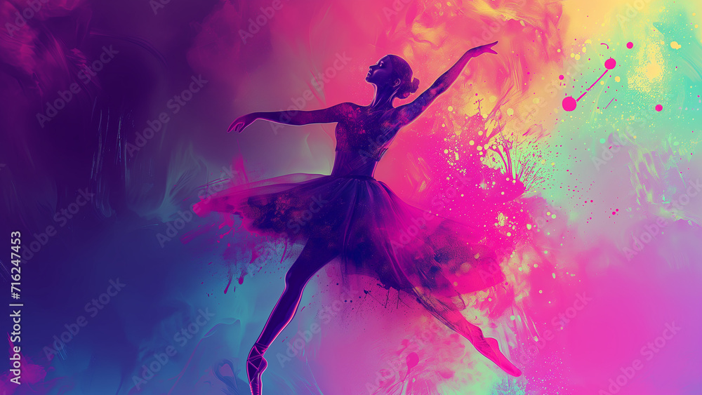 Grace in Motion: Neon Watercolor Ballet Grace in Motion: Neon Watercolor Ballet