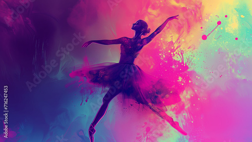 Grace in Motion: Neon Watercolor Ballet