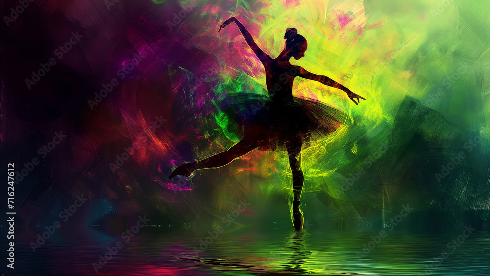 Grace in Motion: Neon Watercolor Ballet