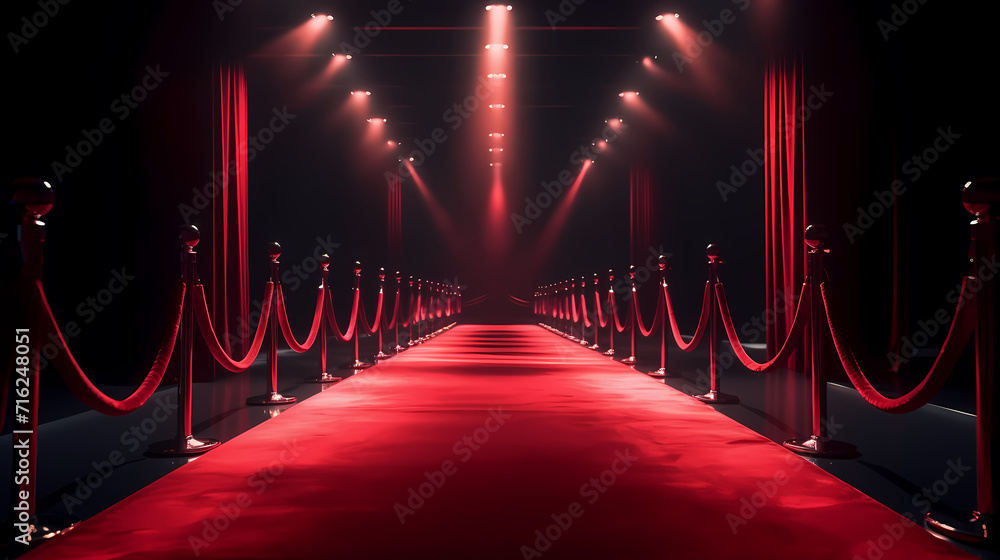 Red carpet staircase background, VIP entrance, night award ceremony Red carpet staircase background, VIP entrance, night award ceremony