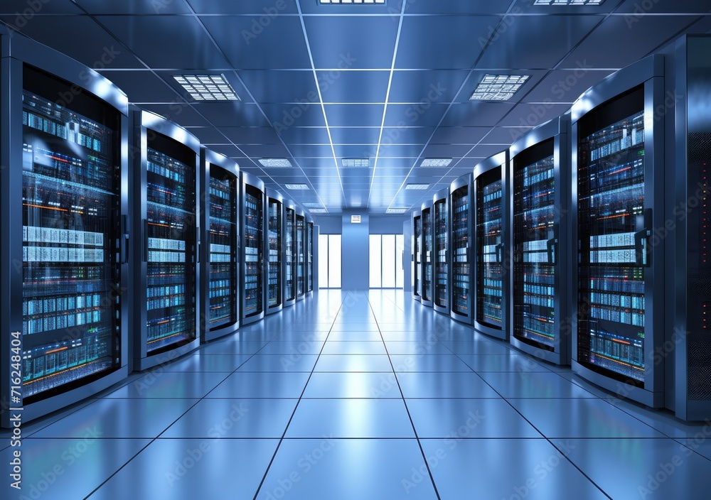 Server room interior in datacenter corridor Server room interior in datacenter corridor