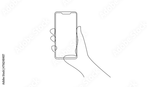 Hand holding phone continues illustration design template