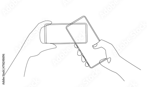 Hand holding phone continues illustration design template