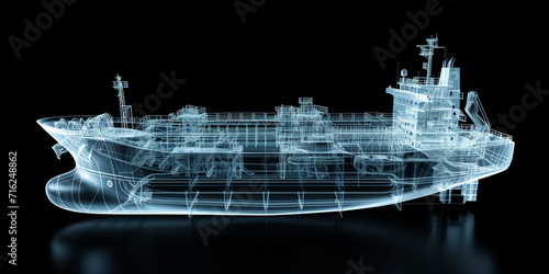 transparent ship under x-ray