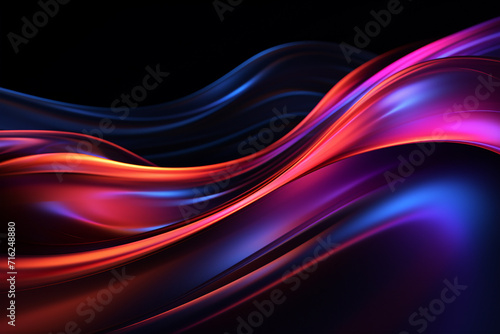 Dark abstract neon wave background created with Generative AI © dendyh7