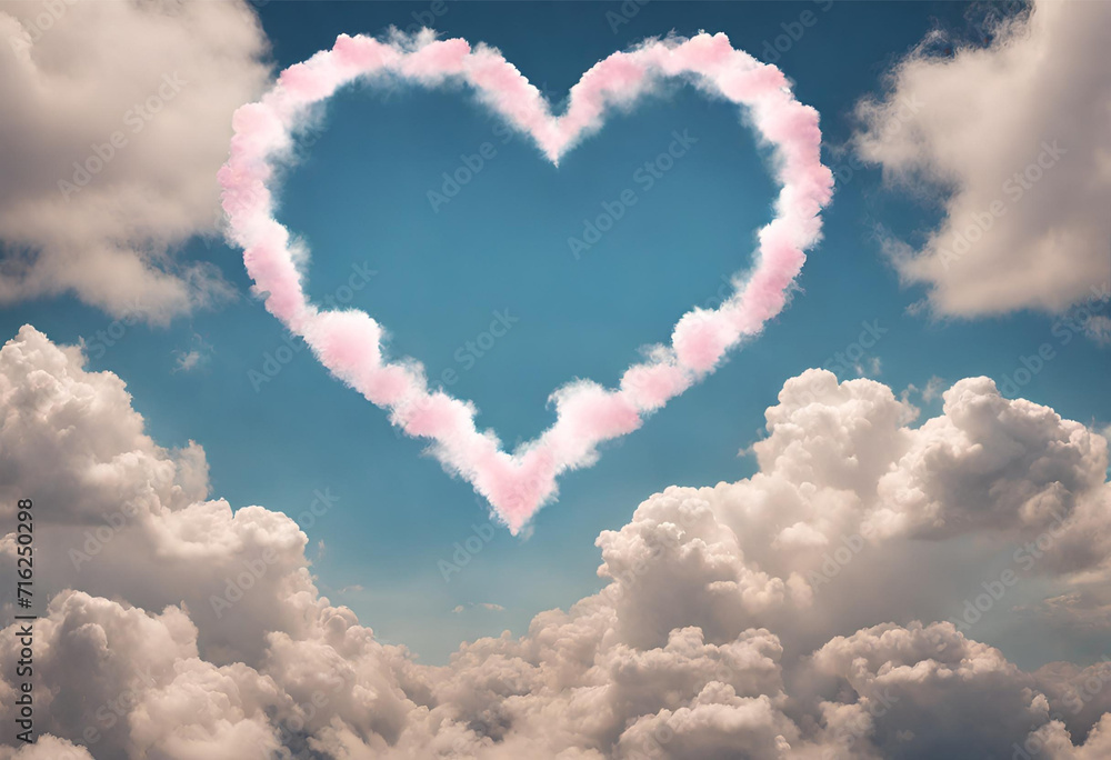 Love-filled Sky: Heart-Shaped Clouds Embrace the Day in a Romantic Blue Heaven, Symbolizing Passion and Holiday Romance Love-filled Sky: Heart-Shaped Clouds Embrace the Day in a Romantic Blue Heaven, Symbolizing Passion and Holiday Romance