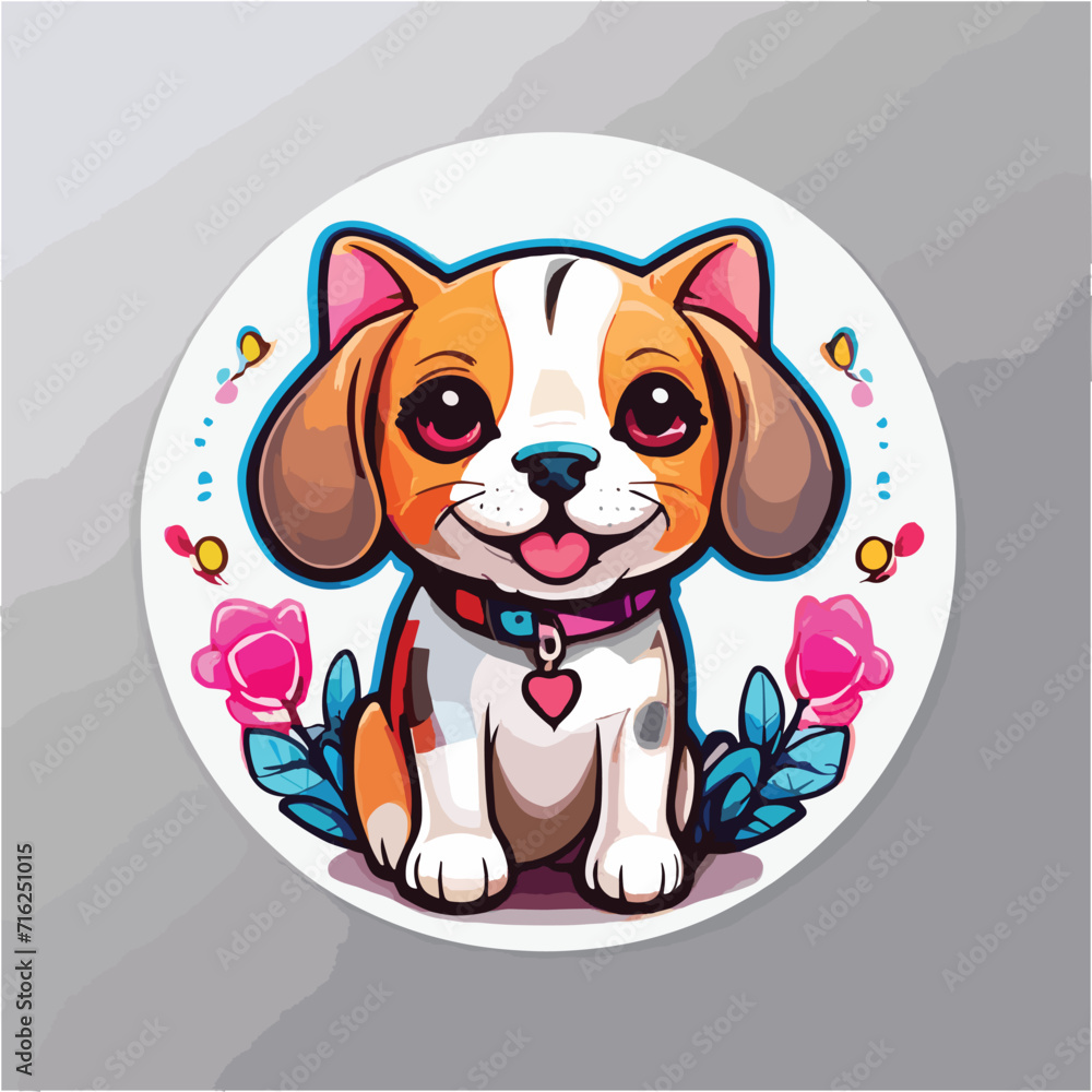 Fototapeta premium So cute cat Sticker Folk Art