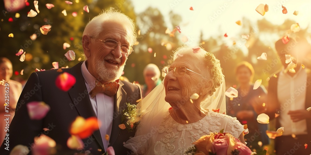 Fotografie elderly couple on wedding ceremony