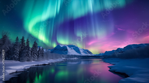 Colorful Northern Lights Landscape