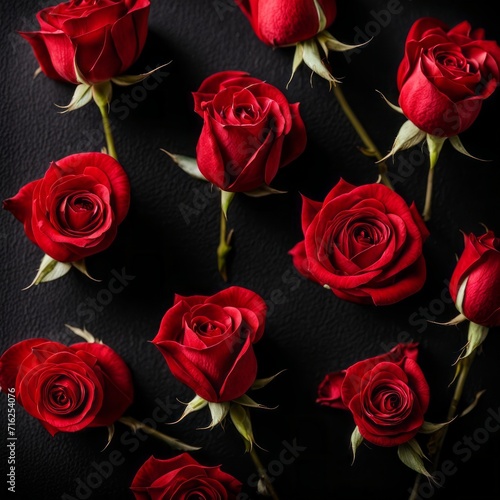 Red Roses on a black background