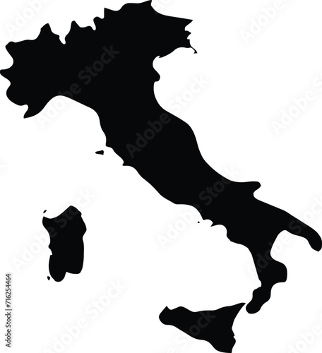 High detailed vector map - Italy map. Silhouette map and outline editable map. Vector illustration.
