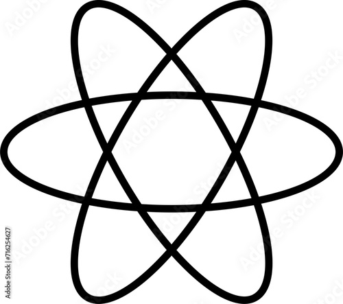 React and Atom Logos with Nuclear and Ion Vectors in Black and White