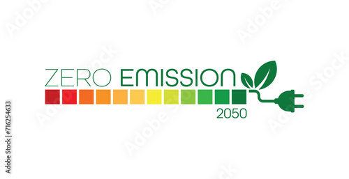zero emission sign on white background	