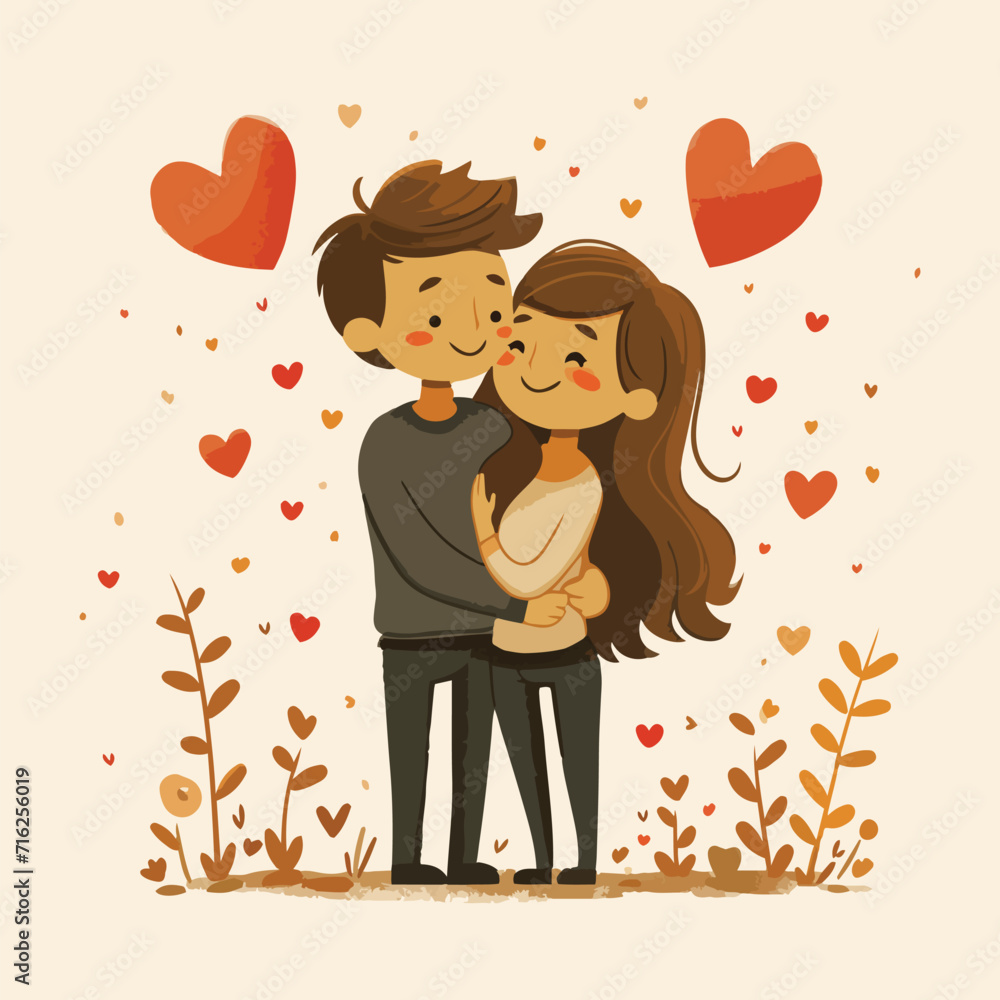 cute valentines day couple , romantic love moment each others cartoon illustration cute valentines day couple , romantic love moment each others cartoon illustration