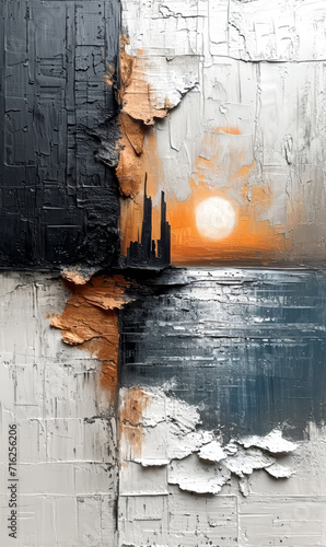 Abstract oil painting on canvas. Fragment of artwork. Modern art.