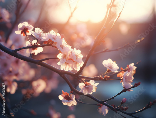 Pink cherry blossom, Japanese sakura photo Generative AI © Asya_AI