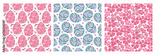 Cherry flower Easter egg seamless pattern for textile , scrapbook paper. Vector spring background
