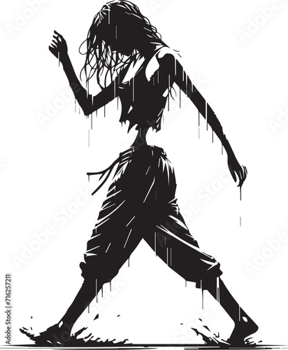 Girl Dancing Vector  Design Silhouette 