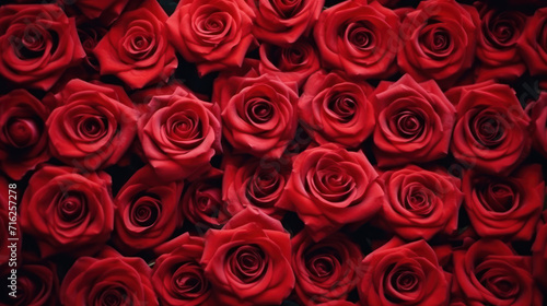 Natural red roses background  flowers wall.