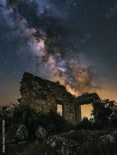 Night sky over the ruins  photo