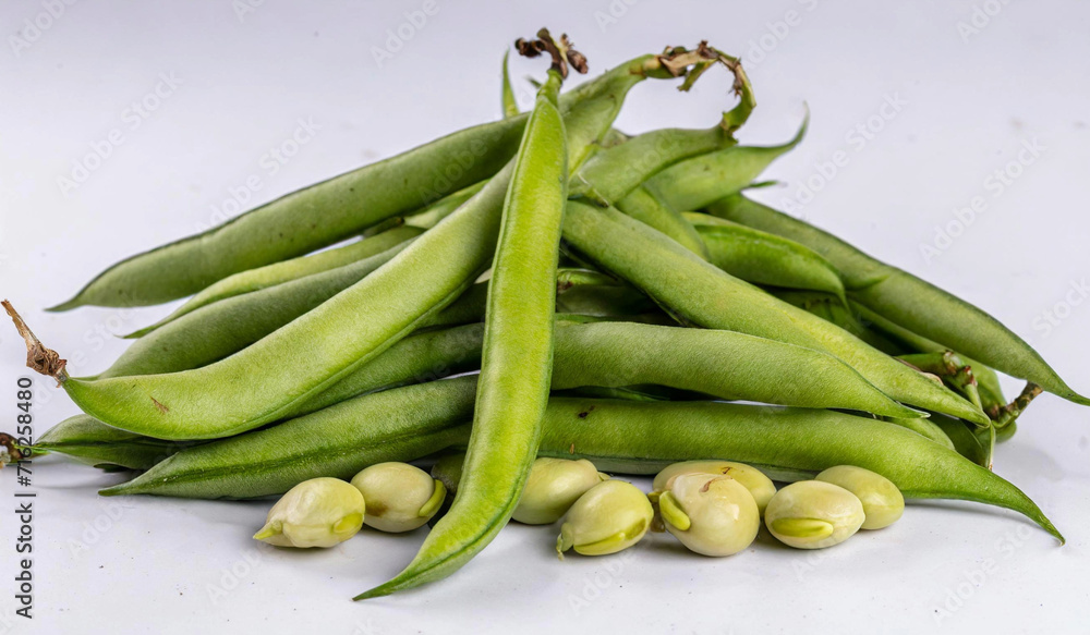green beans on white background green beans on white background