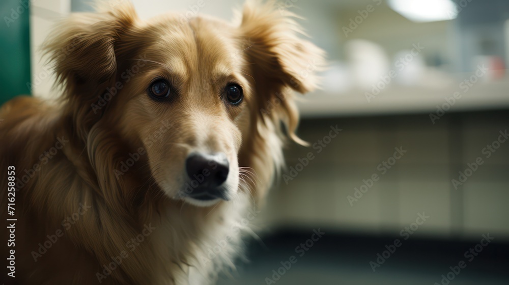Fototapeta premium Sad dog in a veterinary clinic.