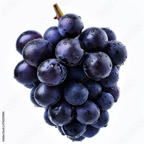 A bunch of grapes purple deep shade isolated on white background