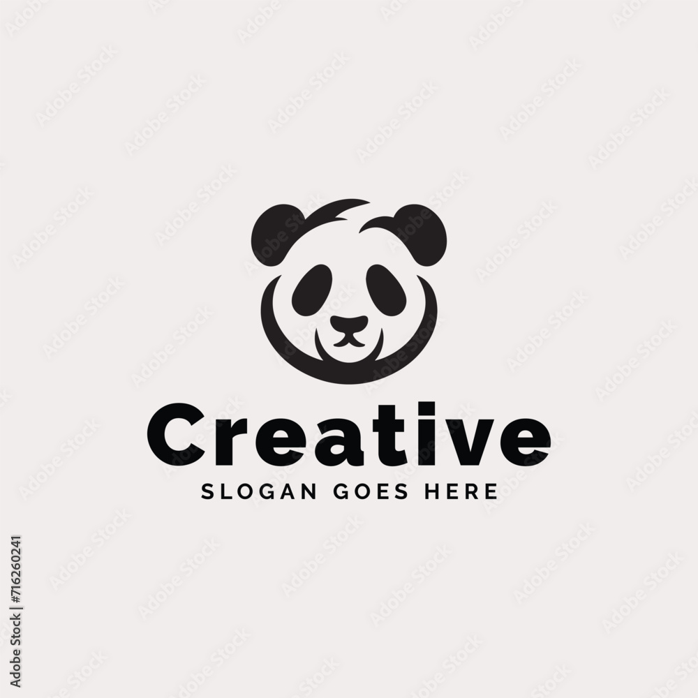 Fototapeta premium Eye-Catching Panda Logo Showcasing Modern Graphic Design Elements and Creative Slogan Integration