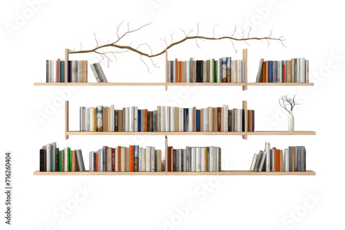 Premium Scandinavian Bookshelf Isolated On Transparent Background