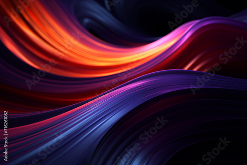 Dark abstract neon wave background created with Generative AI