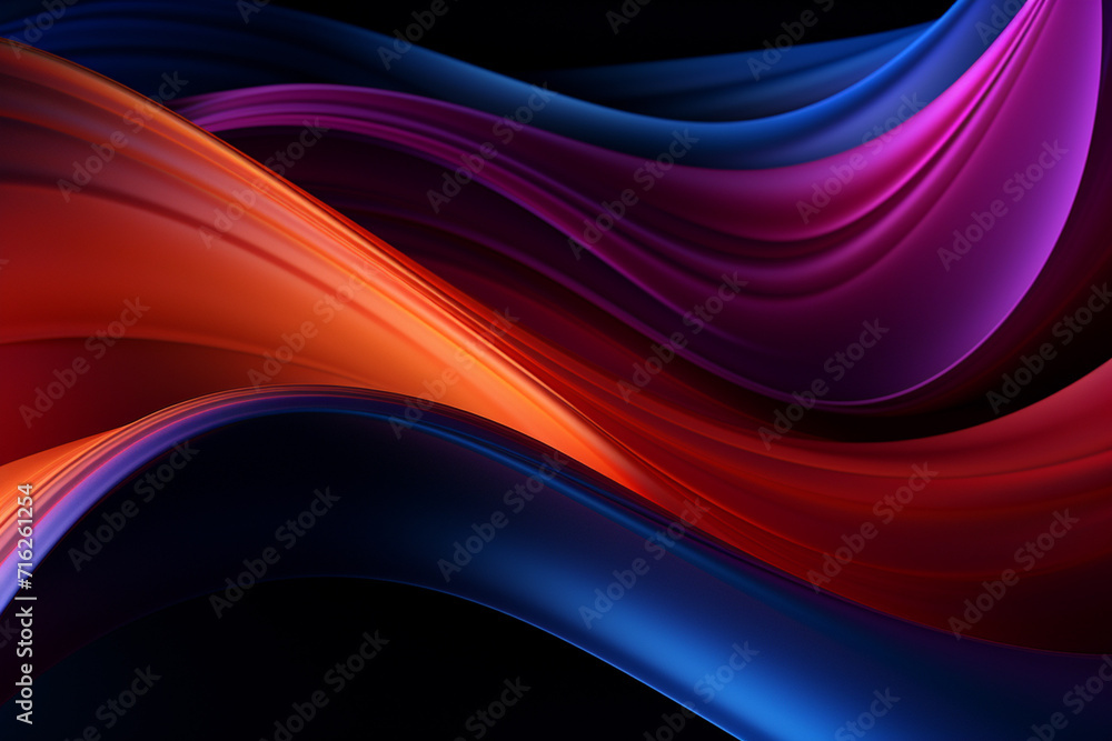 Dark abstract neon wave background created with Generative AI Dark abstract neon wave background created with Generative AI