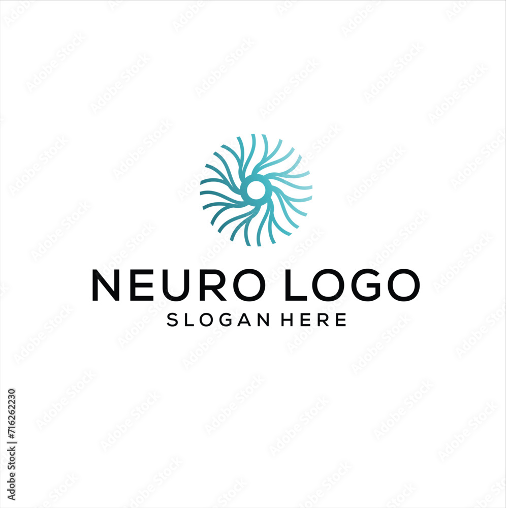 Simple neuro logo design vector concept, neurology for medical icon