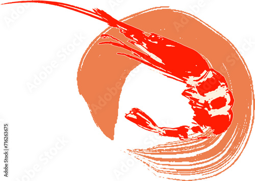 墨で描いたアートな海老のイラスト