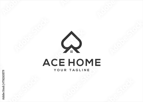 Creative Ace Spade Home Real Estate Logo Design Vector illustration template