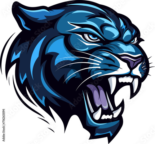 Elegant Feline Isolated Panther Character Illustration on White Background