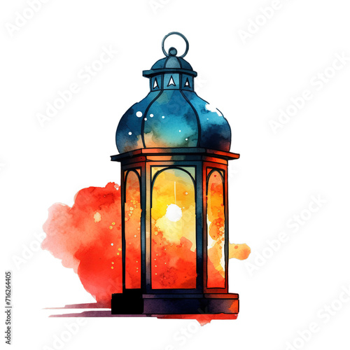 Eid Lantern in handdrawn style on transparent background.